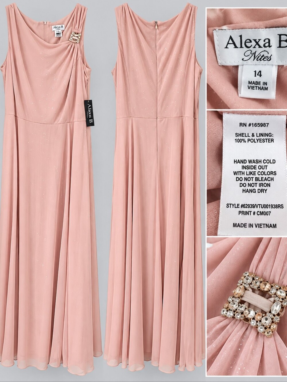 Women's Dusty Rose Sleeveless Party Dress - Size 14
